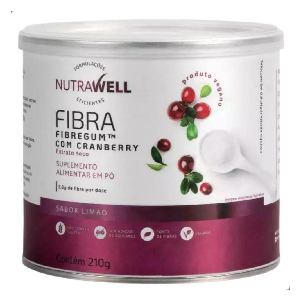 Fibra Alimentar Fibregum 5,8G com Cranberry 210G Nutrawell Limão
