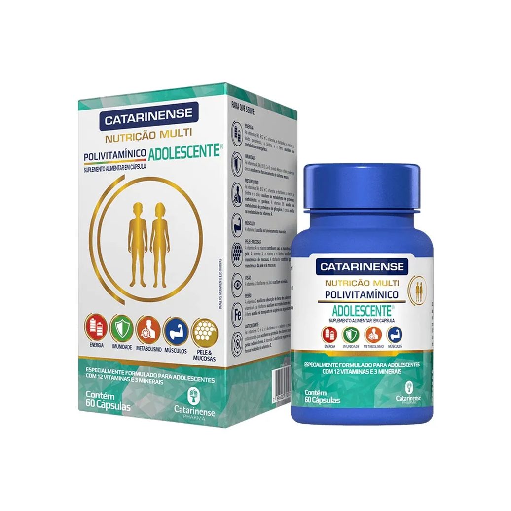 Polivitamínico Adolescente Catarinense Nutrição Com 60 Cápsulas