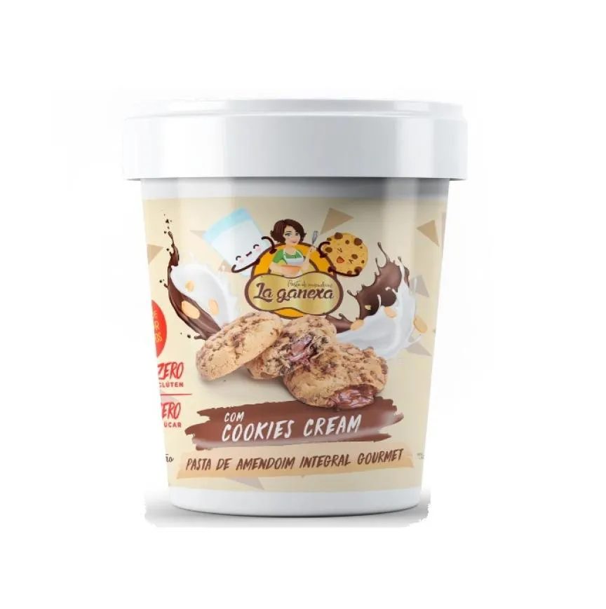 Pasta de Amendoim Integral Gourmet (450g) – Sabor: com Cookies Cream