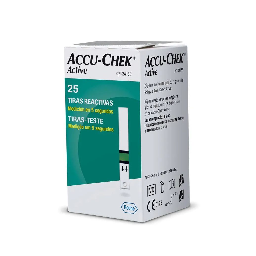 Tira De Teste De Glicose Accu-chek Active 25 Unidades