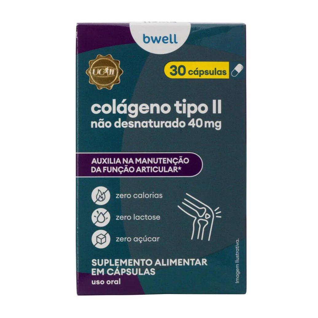 Colágeno Tipo II Não Desnaturado 40mg bwell 30 Cápsulas