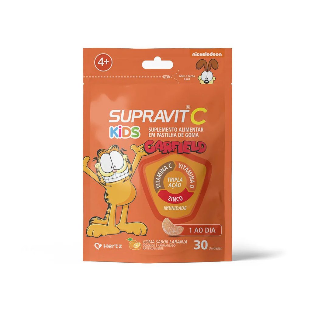 Supravit C Garfield Kids Com 30 Gomas Laranja Tripla Acao