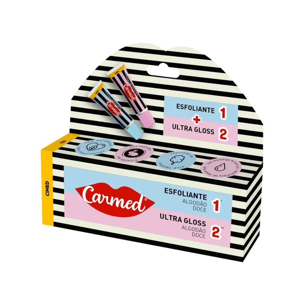 Kit Hidratante Labial Carmed Sos Algodão Doce Esfoliante 10g + Ultra Gloss 10g
