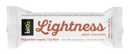 Barra De Proteína Vegana Chocolate Cobertura Chocolate Meio Amargo Light Bio2 Lightness Pacote 45g