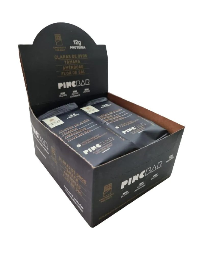 Barra de Proteína Chocolate Sea Salt Sem Açúcar 50g Pincbar 12 unidades