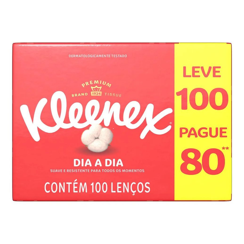 Lenco De Papel Kleenex Dia A Dia Leve 100 Pague 80 Unidades