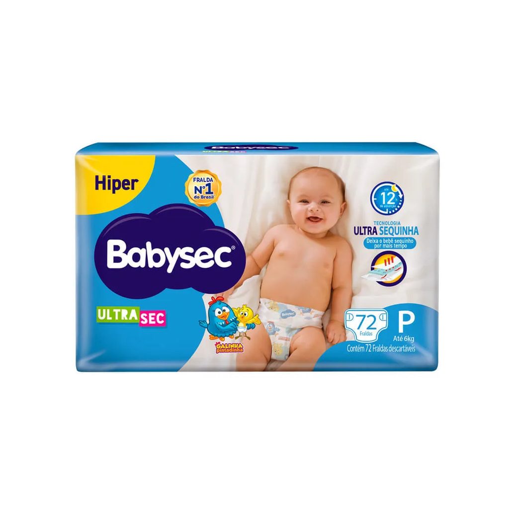 Fralda Babysec Galinha Pintadinha Ultrasec Hiper P Com 72 Unidades