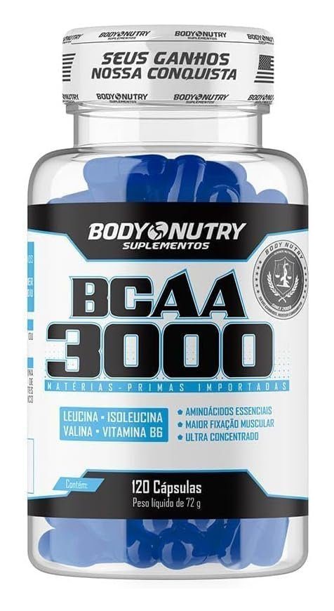 BCAA 3000 120 Capsulas Aminoacidos Essenciais Enriquecido com vitamina B6 Sem Sabor Ultra Concentrado Rapida Absorção Importado Original