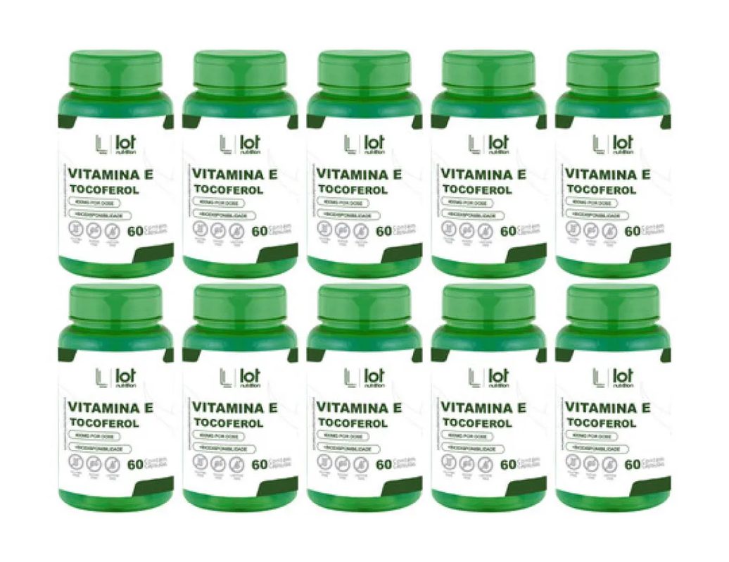 Kit 10un Vitamina e 400mg 60 cápsulas Sistema Imunológico sem Sabor