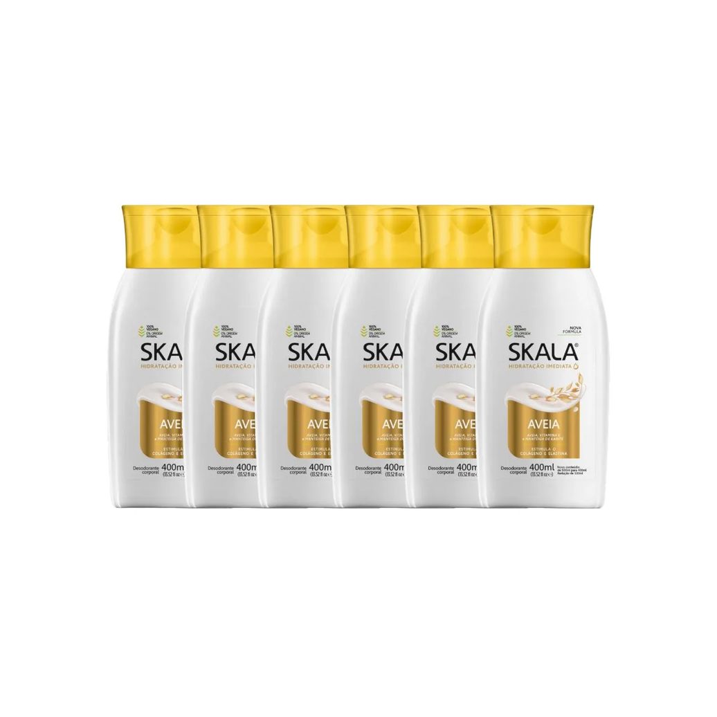 Kit 6 Loção Creme Hidratante Corporal Aveia Vegano Skala