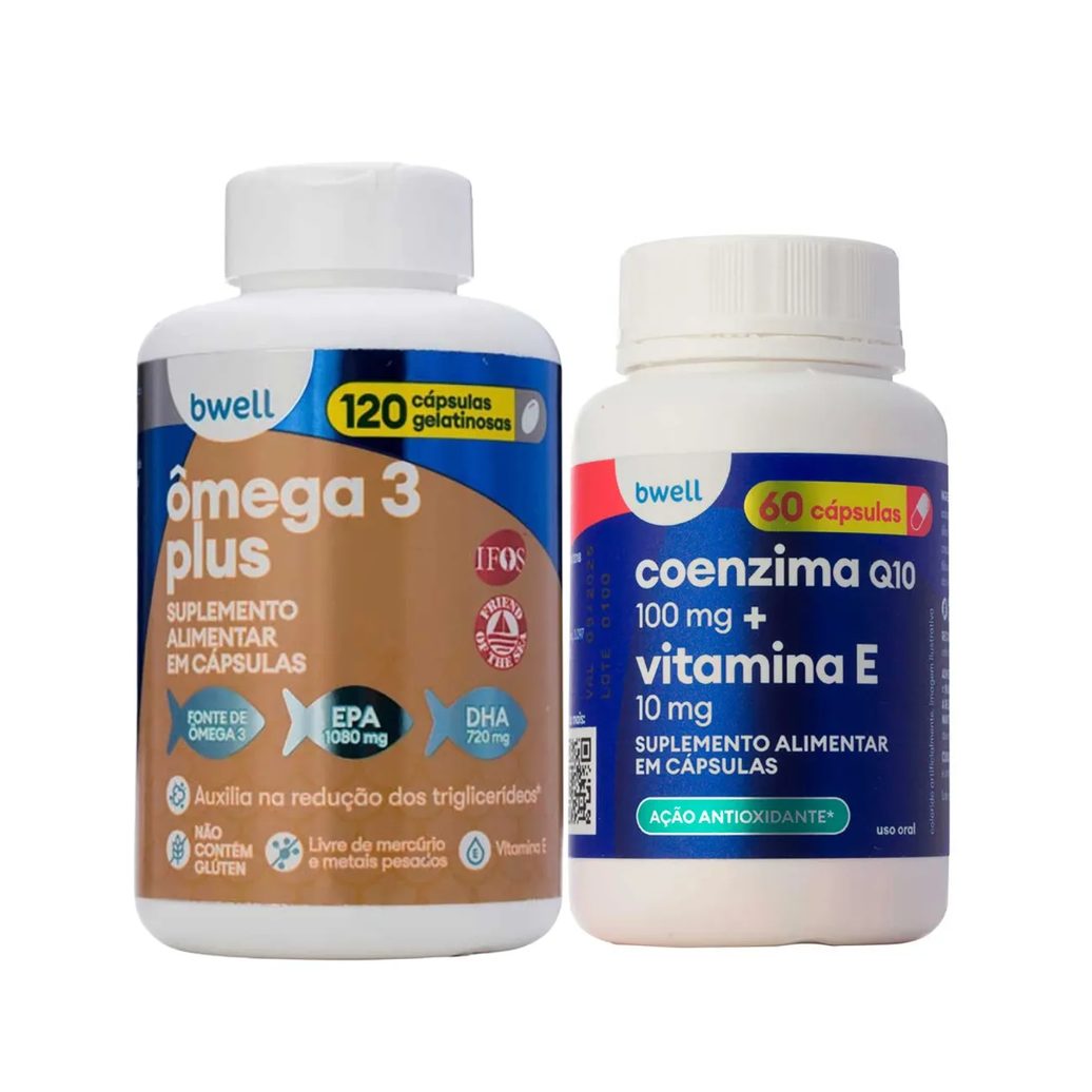Kit Bwell Ômega 3 Plus 120 Cápsulas + Coenzima Q10 100mg com Vitamina E 10mg 60 Cápsulas