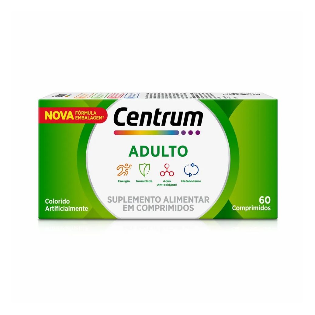 Centrum Multivitaminico Adulto Com Vitaminas De A A Z, 60 Comprimidos