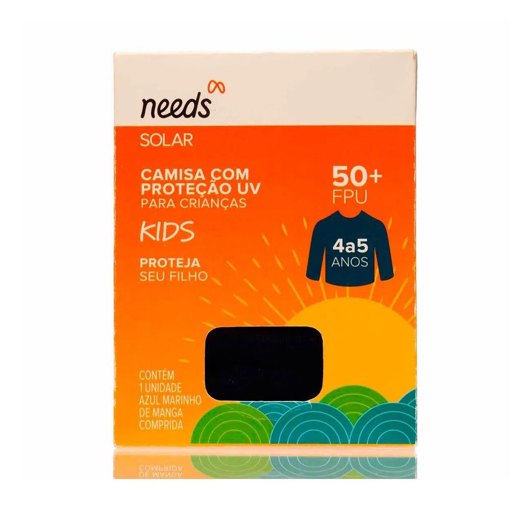Camisa Infantil Proteção UV FPU 50+ Needs Solar 4 a 5 Anos Azul