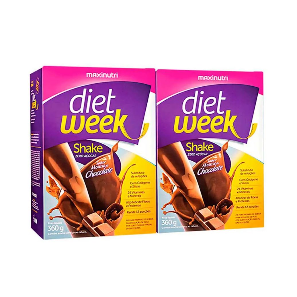 Kit 2 Diet Week Shake Mousse de Chocolate 360g Maxinutri