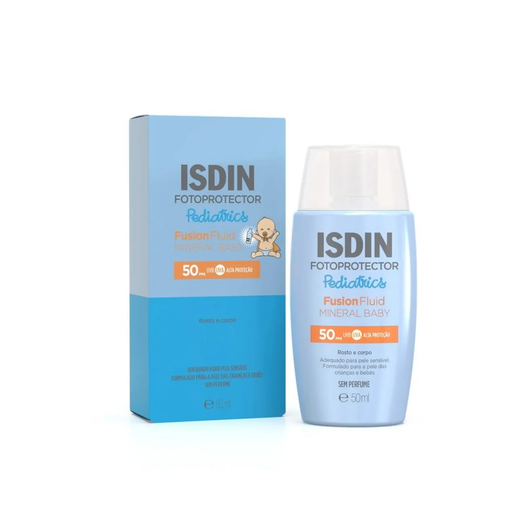 Protetor Solar Isdin Pediatrics Fusion Fluid Mineral Baby Rosto e Corpo FPS 50 50ml