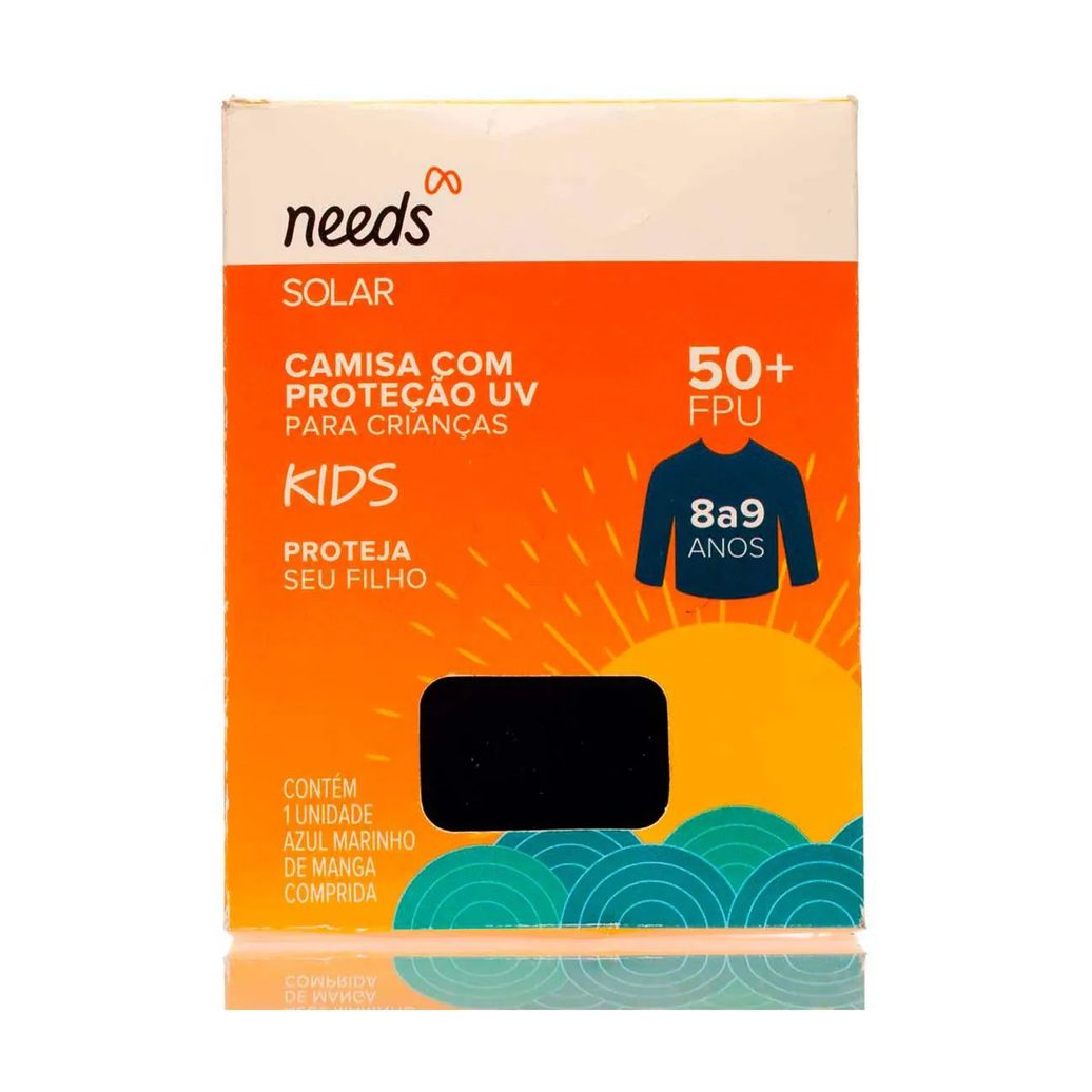 Camisa Infantil Proteção UV FPU 50+ Needs Solar 8 a 9 Anos Azul