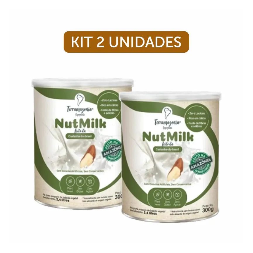 Kit 2X: Bebida Vegetal de Castanha Do Pará Em Pó Nutmilk Terramazônia 300G
