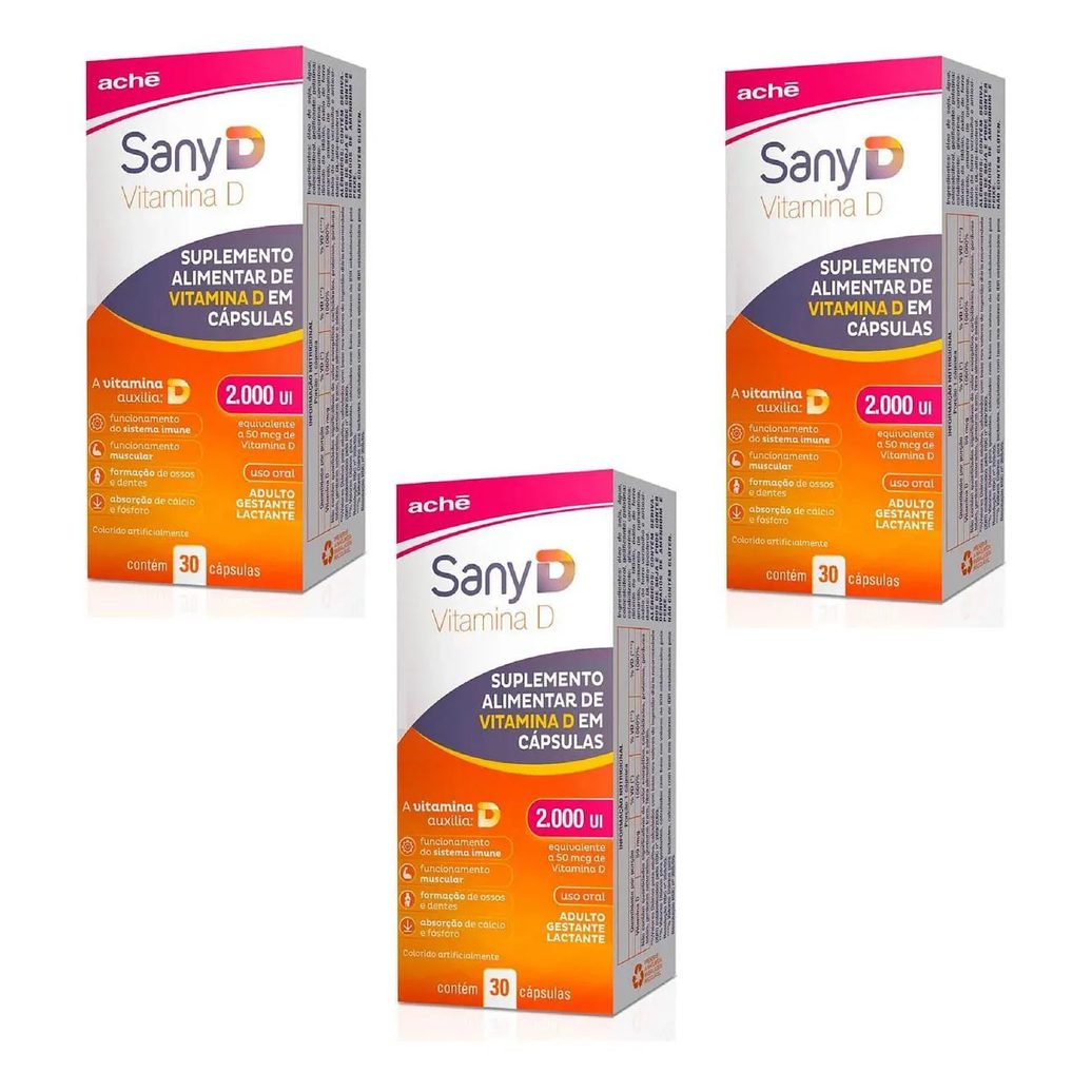Kit 03 Suplemento Sany D 2.000ui com 30 cápsulas – Ache