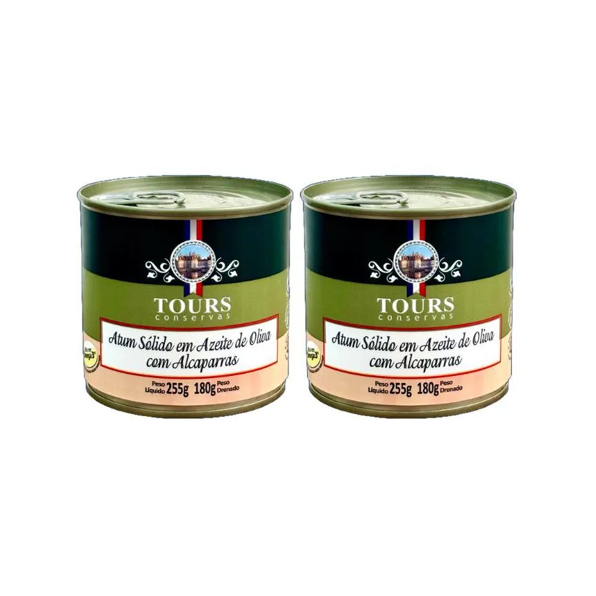 Kit 2x: Atum Sólido com Alcaparras em Azeite Tours 255g