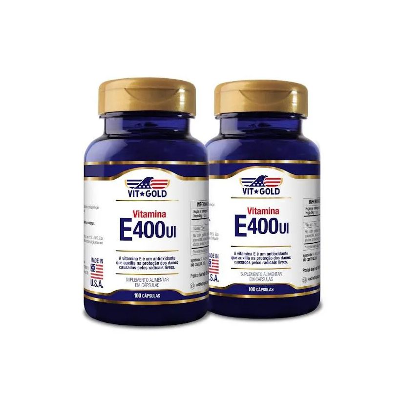 Kit 2x Vitamina E 400 UI Vitgold 100 Cápsulas