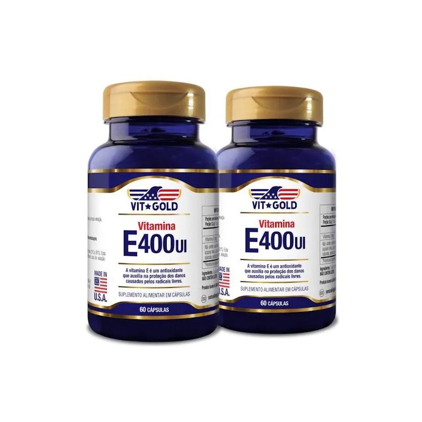 Kit 2x Vitamina E 400 UI Vitgold 60 Cápsulas