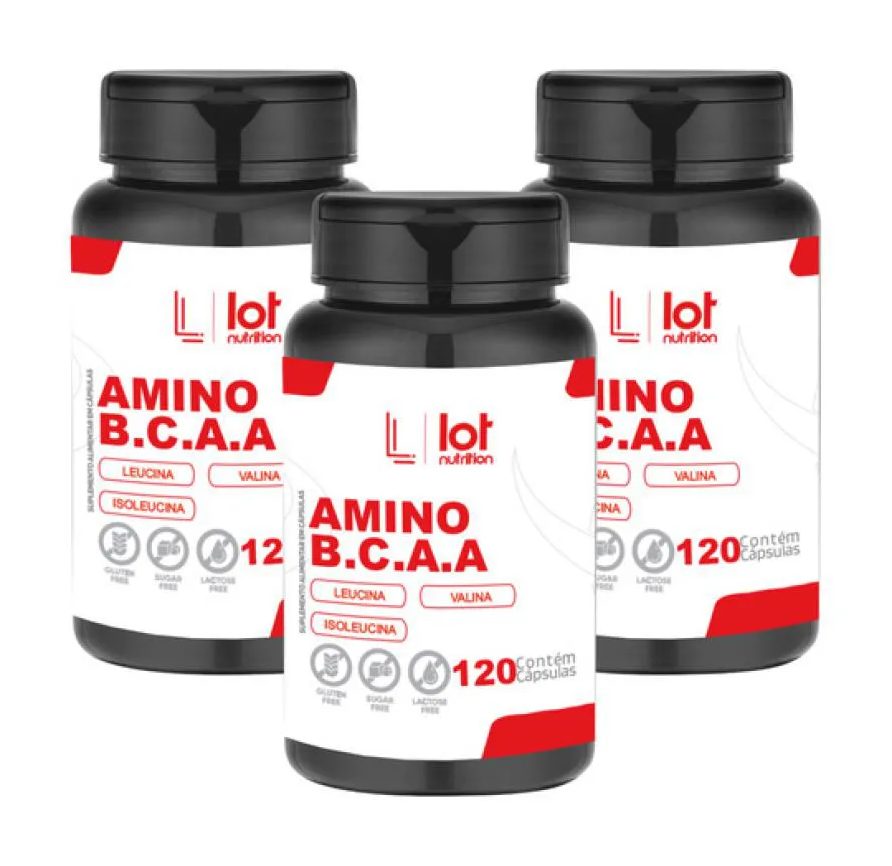 Kit 3un Bcaa 2:1:1 120 cápsulas sem Sabor