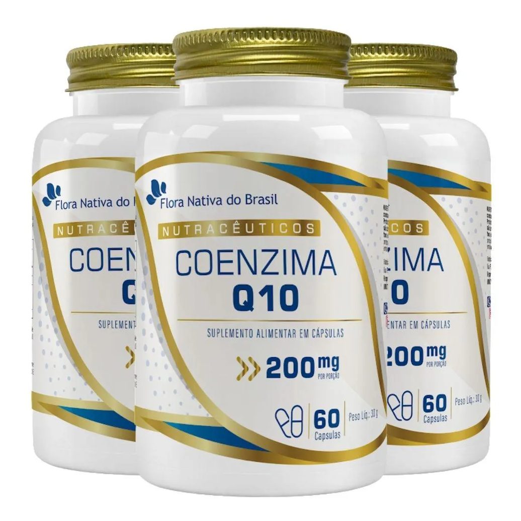 Kit 3x Coenzima Q10 200mg 60 cápsulas – Flora Nativa
