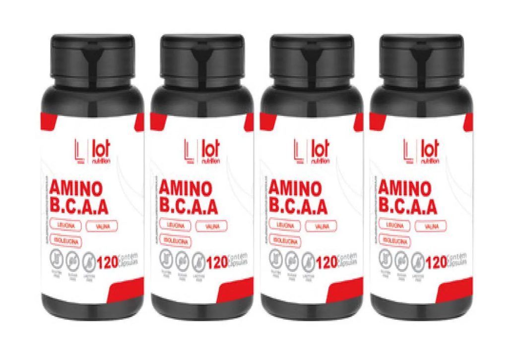 Kit 4un Bcaa 2:1:1 120 cápsulas sem Sabor