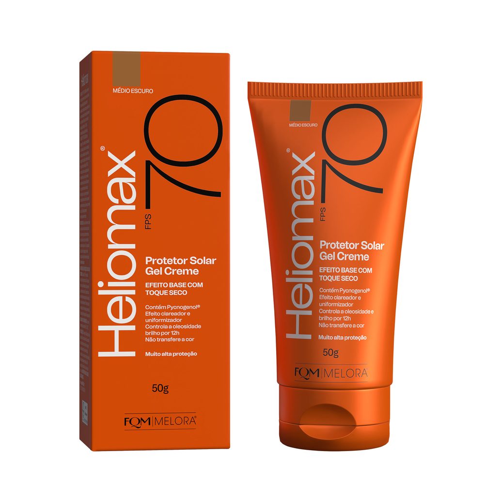 Protetor Solar Facial Heliomax FPS70 Gel Creme Cor Médio Escuro 50g