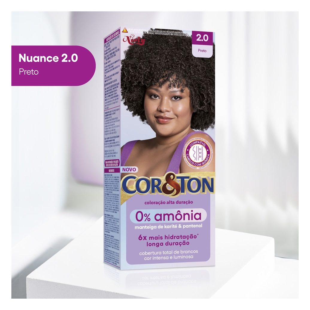 Tintura Cor&Ton Niely 0% Amonia 2.0 Preto