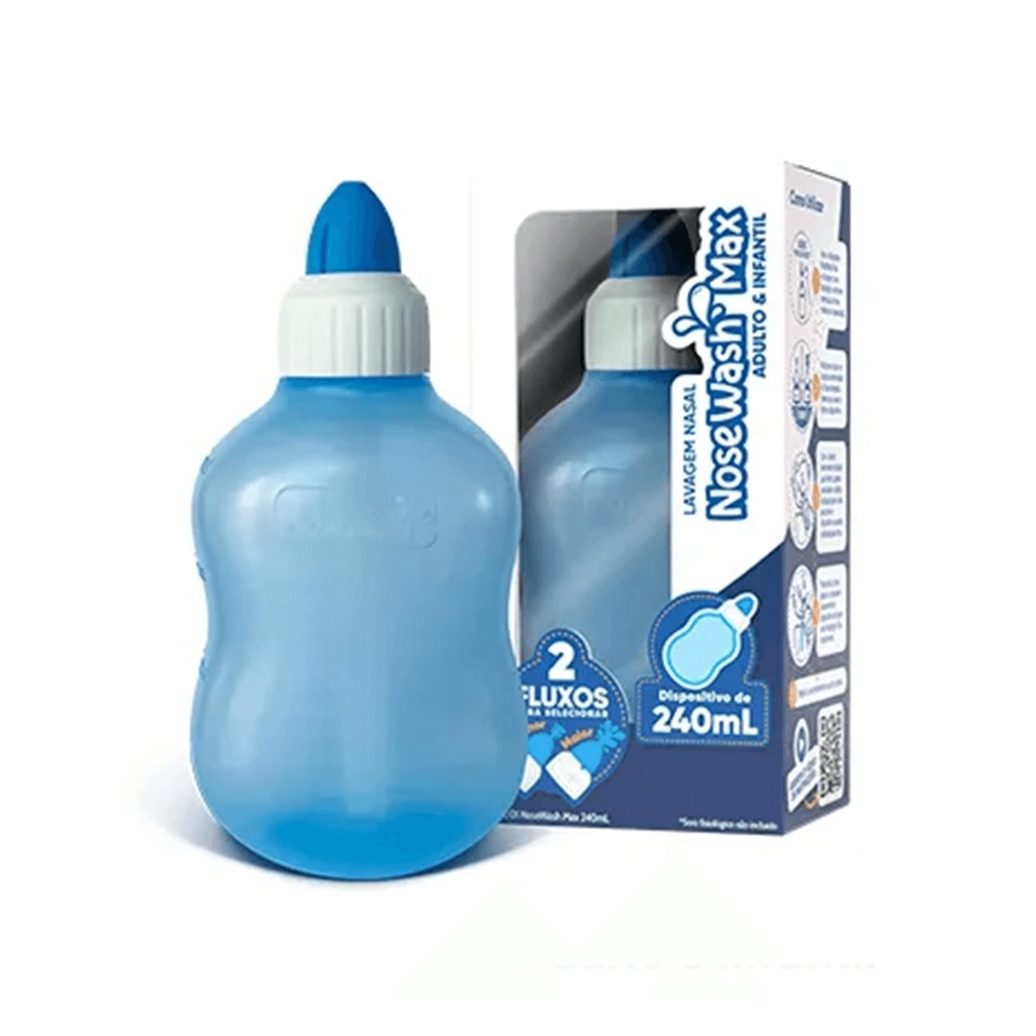 Dispositivo de Lavagem Nasal Nosewash Max Controle de Fluxo Adulto e Infantil 240ml 1 Unidade