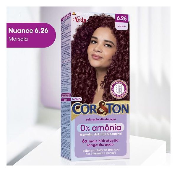 Tintura Cor&Ton Niely 0% Amônia 6.26 Marsala
