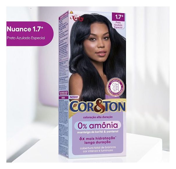 Tintura Cor&Ton Niely 0% Amônia 1.7+ Preto Azulado Especial