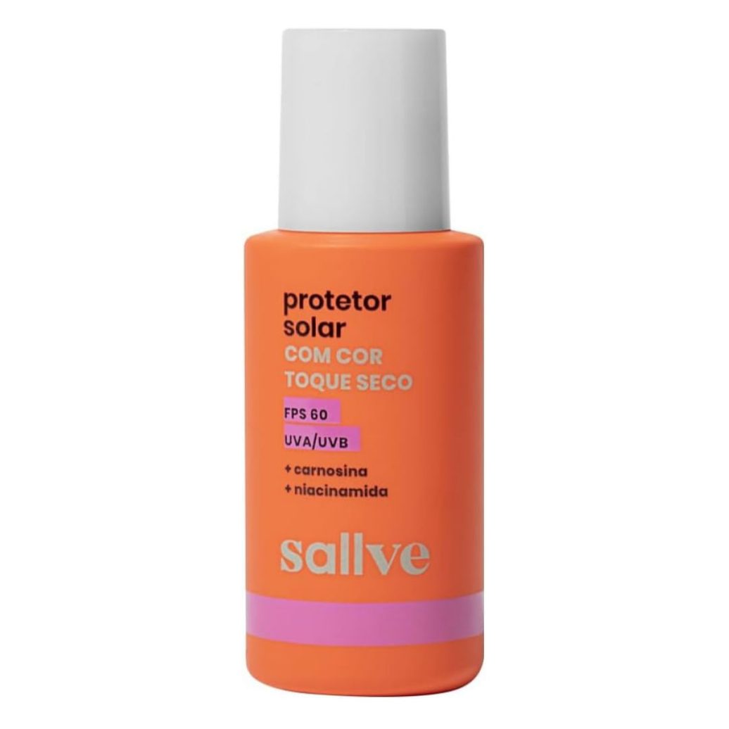 Protetor Solar Facial Sallve Toque Seco FPS60 Carnosina + Niacinamida Cor 90 40g
