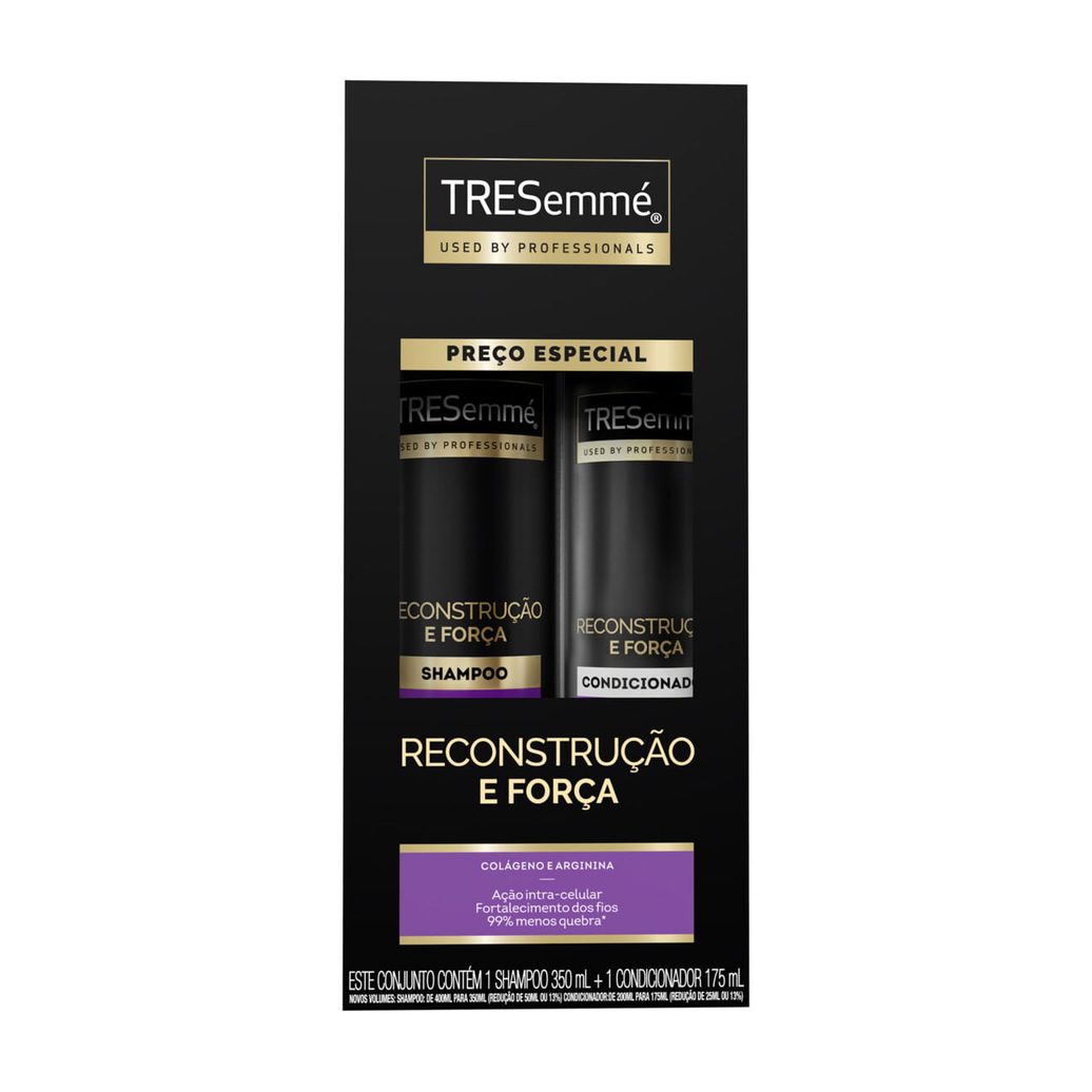 Kit Shampoo TRESemmé Reconstrução e Força 350ml 1 Unidade + Condicionador TRESemmé Reconstrução e Força Colágeno e Arginina 175ml 1 Unidade