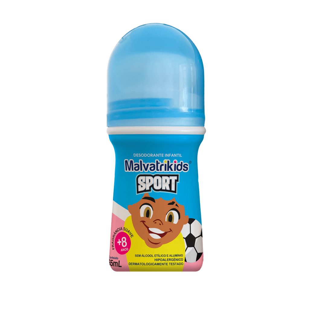Desodorante Infantil Malvatrikids Sport +8 anos Fragrância Suave Roll On 65ml