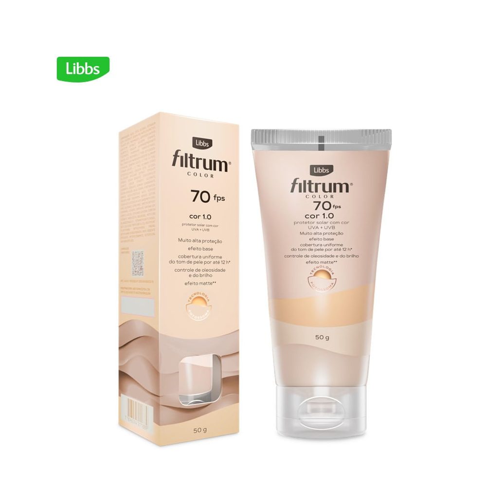 Protetor Solar Facial Filtrum Color FPS70 Cor 1.0 50g