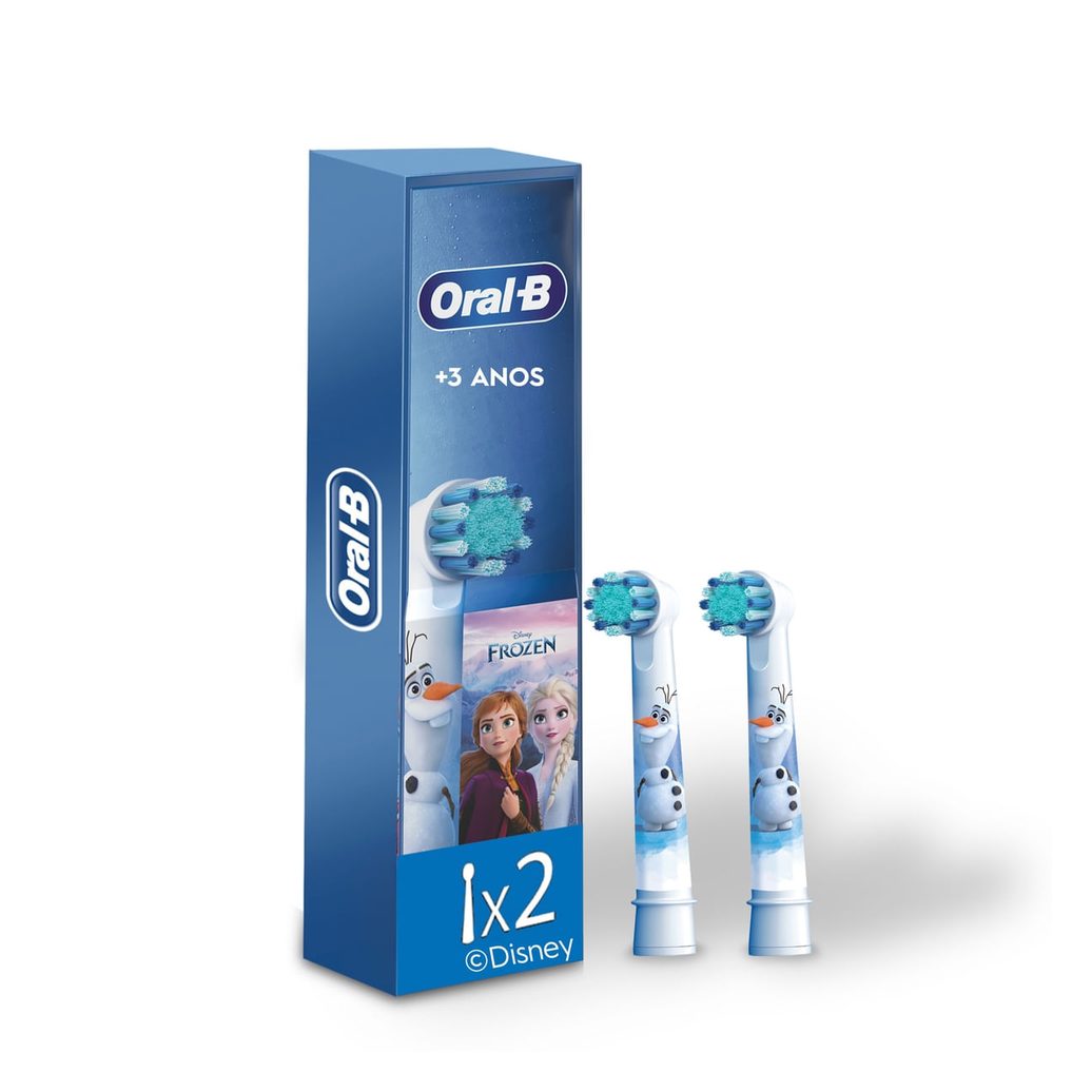 Refil Escova Dental Elétrica Infantil Oral-B Pro Kids Frozen Cerdas Macias +3 anos 2 Unidades