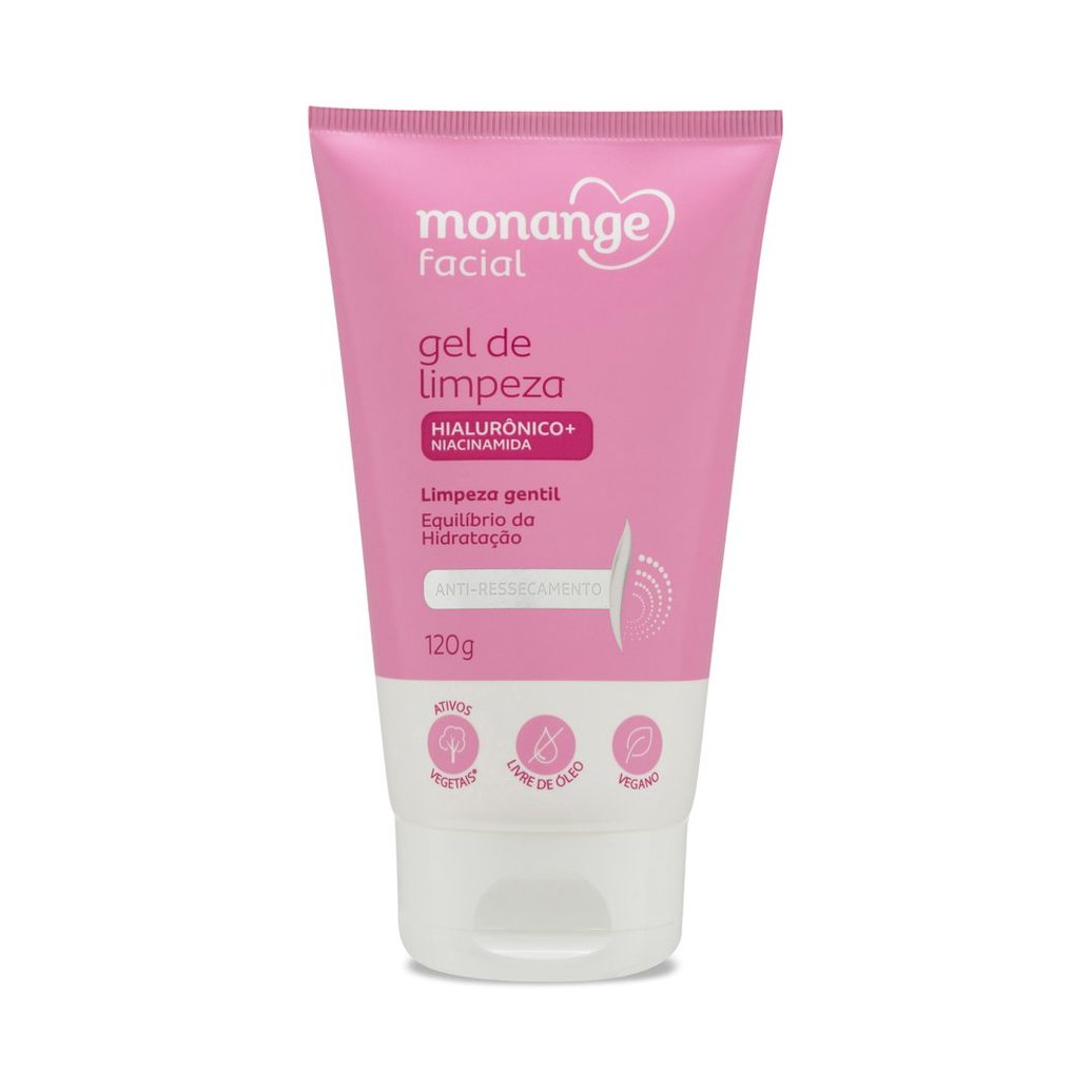 Gel de Limpeza Monange Facial Anti-Ressecamento com Ácido Hialurônico e Niacinamida 120g