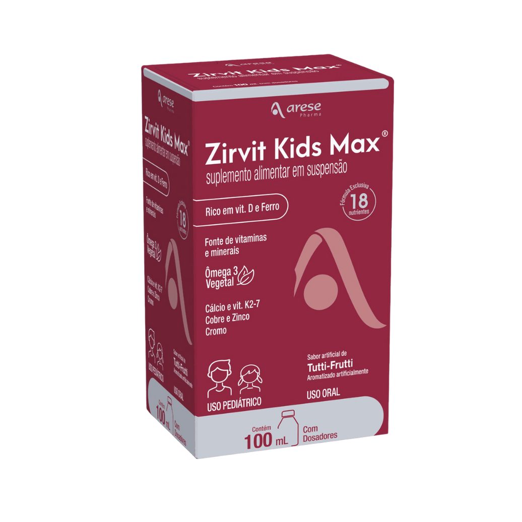 Zirvit Kids Max Sabor Tutti-Frutti Suspensão Oral 100ml + Dosadores