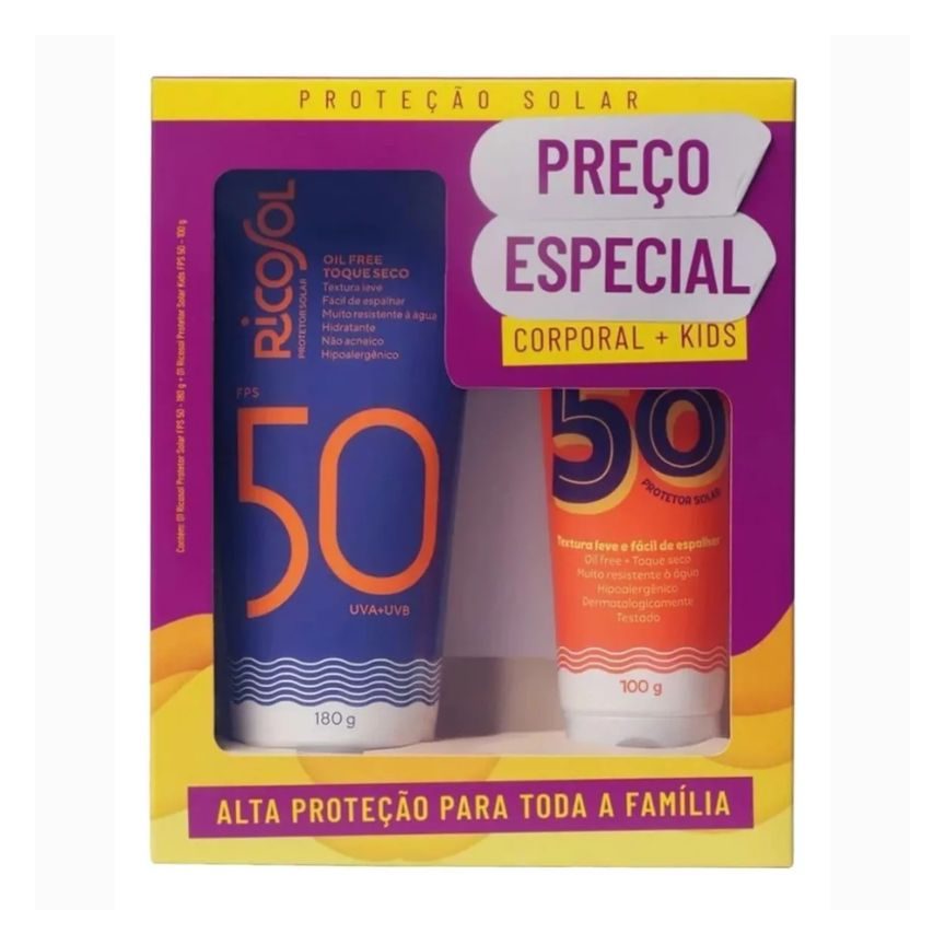 Kit Ricosol ( Protetor Solar FPS 50 180g + Protetor Solar Kids FPS 50 100g )