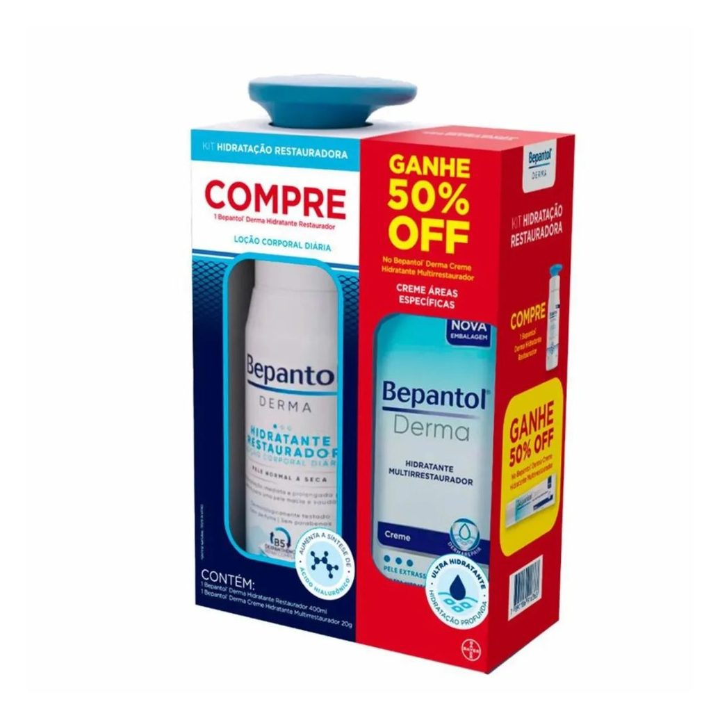 Kit Hidratante Bepantol Derma Restaurador Diário 400ml 1 Unidade + Creme Bepantol Derma Multirrestaurador 20g 1 Unidade