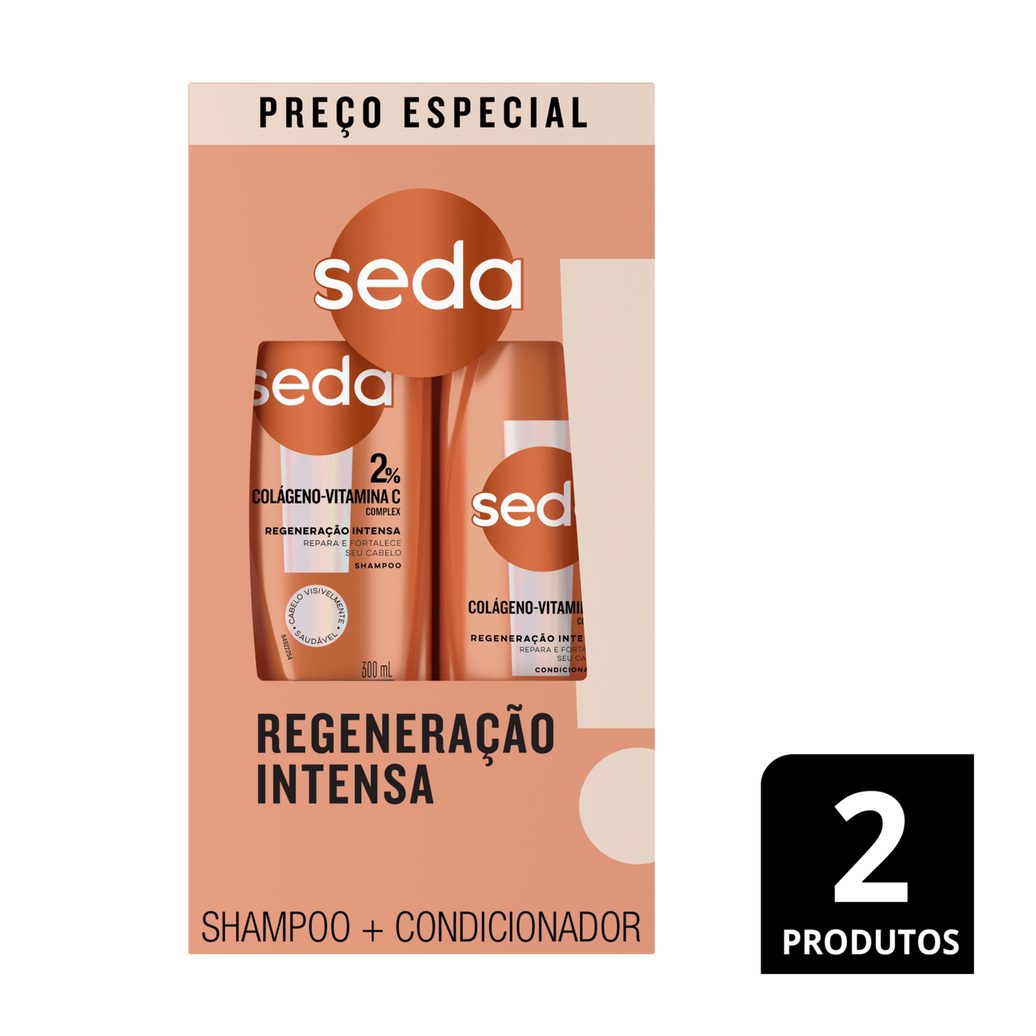 Kit Shampoo Seda by Niina Secrets Colágeno + Vitamina C 300ml 1 Uni + Condicionador Colágeno + Vitamina C by Niina Secrets 190ml 1 Uni