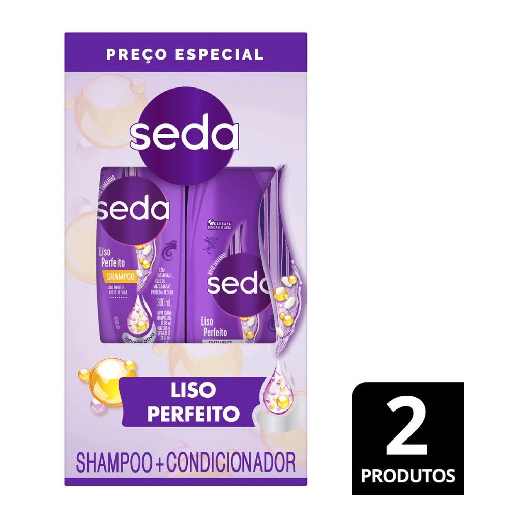 Kit Shampoo Seda Liso Perfeito 300ml 1 Unidade + Condicionador Seda Liso Perfeito 190ml 1 Unidade