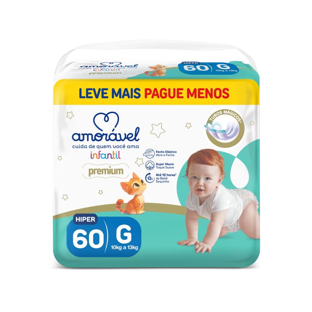 Fralda Amorável Premium G 60 Unidades