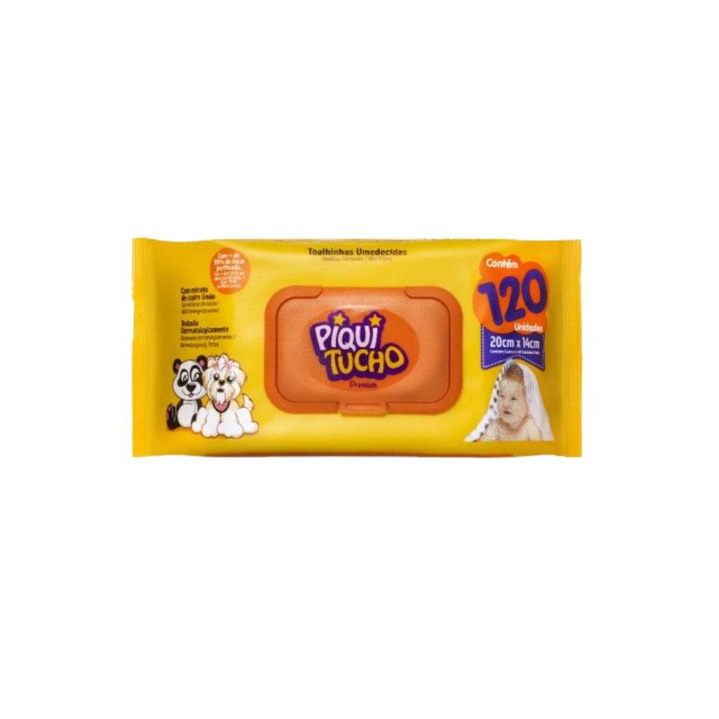 Toalhas Umedecidas Piquitucho Premium 120 Unidades