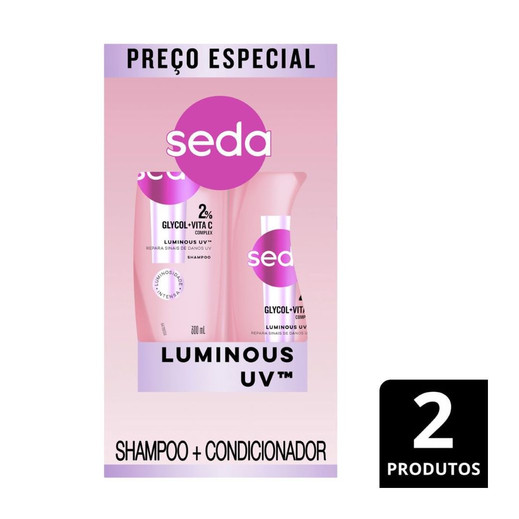 Kit Shampoo Seda Luminous UV 300ml 1 Unidade + Condicionador Seda Luminous UV 190ml 1 Unidade