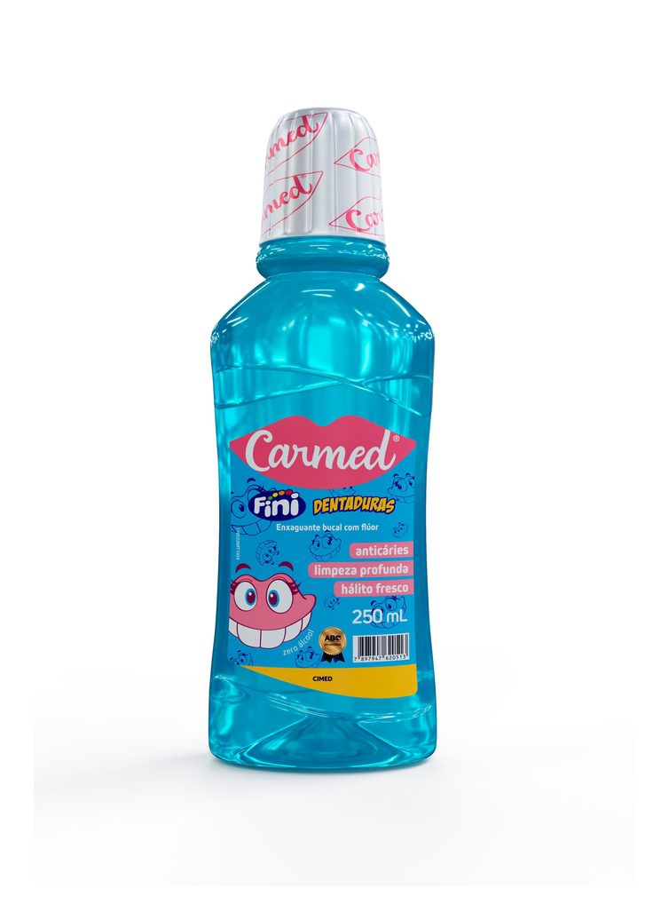 Enxaguante Bucal Carmed Fini Dentaduras com Flúor Zero Álcool 250ml