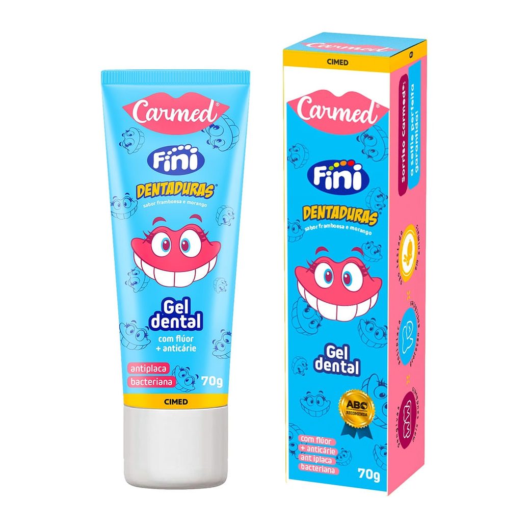 Gel Dental Carmed Fini Dentaduras Anticáries com Flúor 70g