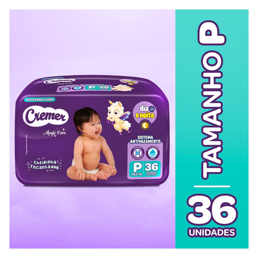 Fralda Cremer Magic Care Dia e Noite P 36 Unidades